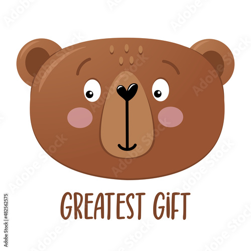 greatest - funny hand drawn tedd bear face doodle. Cartoon background, texture for bedsheets, pajamas. Adorable bear.