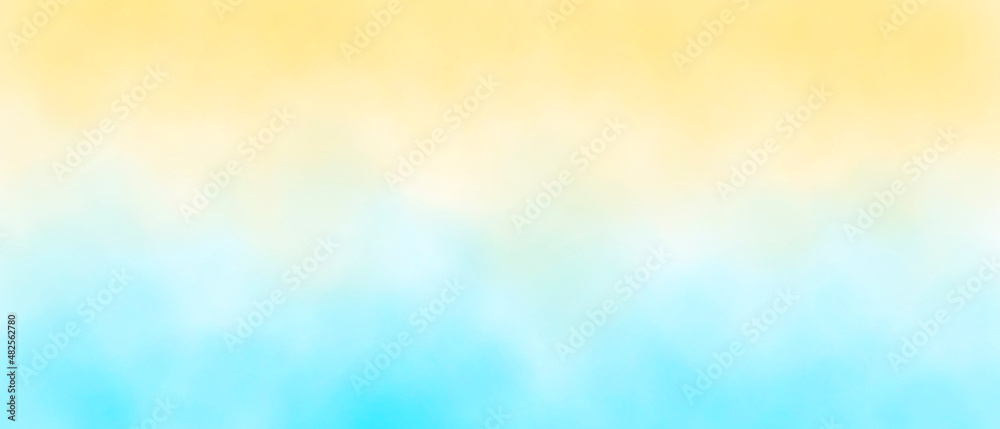 light blue and yellow watercolor background  gradient background. paper illustration desktop site. sea and sand	