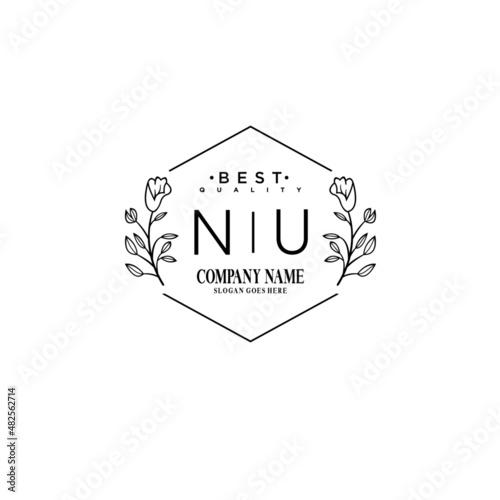 NU Hand drawn wedding monogram logo