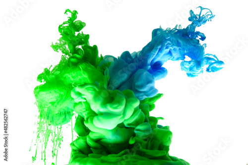 ink in water black green abstract background smoke isolated