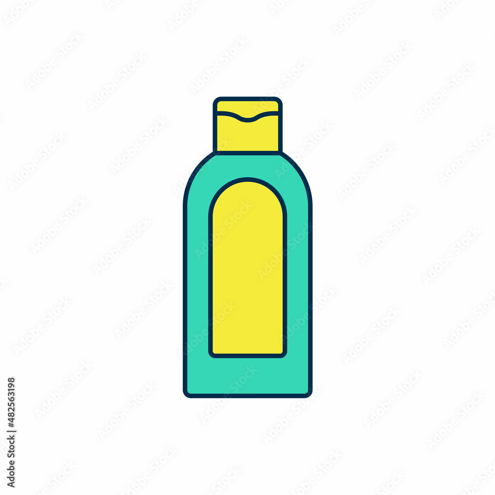 Filled outline Bottle of shampoo icon isolated on white background. Vector
