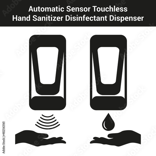 Automatic Sensor Touch Less Hand Sanitizer Disinfectant Dispenser Vector Illustration