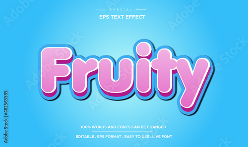 Editable text effect sweet fruit style 3d template with soft pink text color