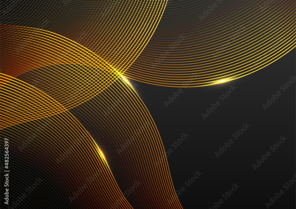 Abstract black and gold lines background with light effect Abstract black and gold lines background with light effect