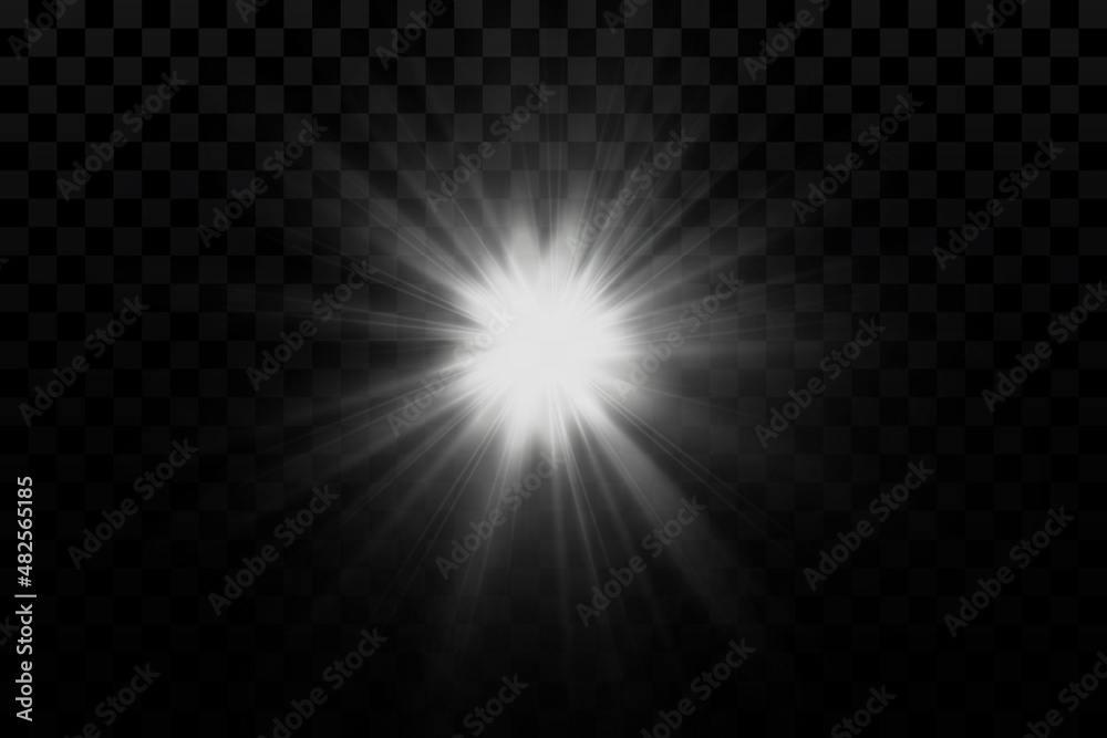 Glow effect. Star sparkles on a transparent background. Vector illustration. the sun Glow effect. Star sparkles on a transparent background. Vector illustration. the sun