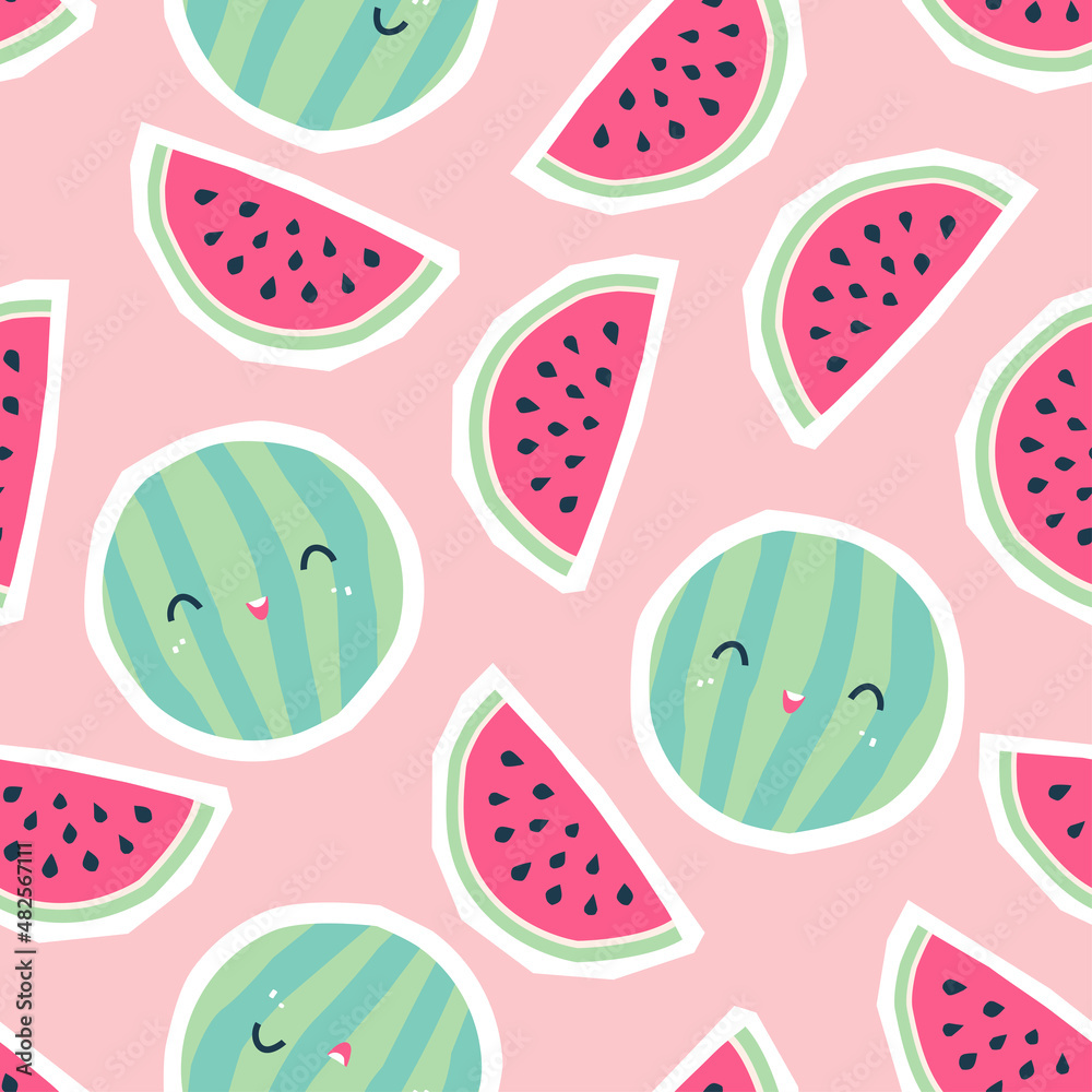 A seamless pattern with fun watermelons A seamless pattern with fun watermelons