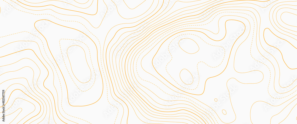 Abstract topographic map background with height lines, Vector contour topographic map background, Vector illustration of topographic line contour map, gold-white design, Luxury gold abstract line art.
