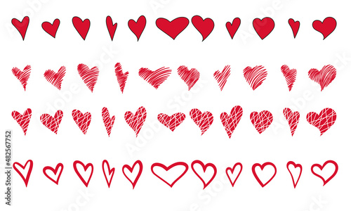 Set of heart symbols. For decoration. Wedding or Valentine's Day