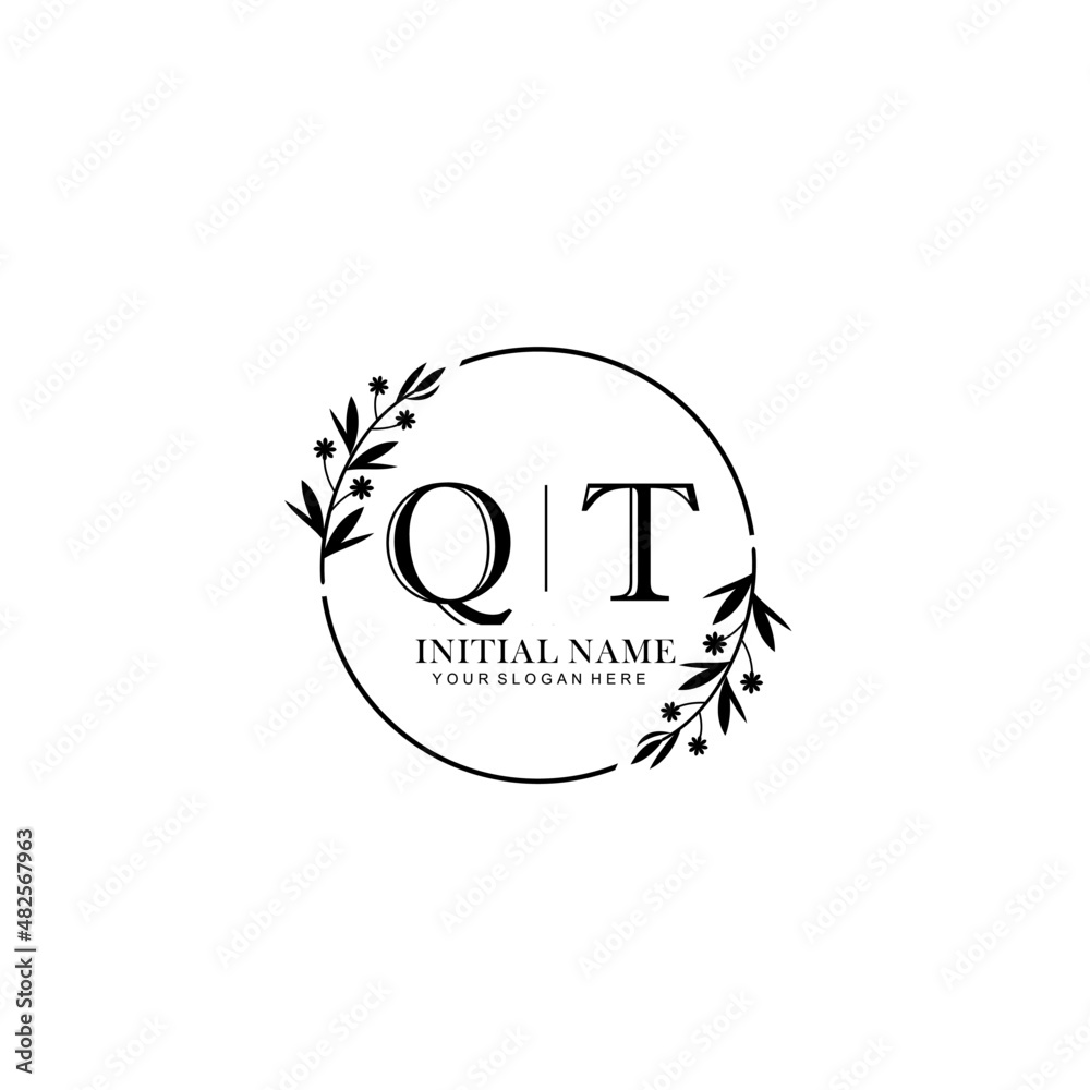 Obraz premium QT Hand drawn wedding monogram logo