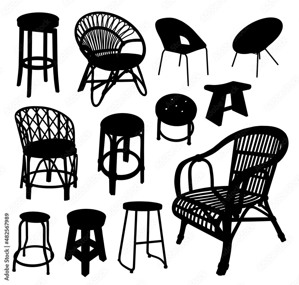 chairs in bamboo material, wood, and metal silhouette chairs in bamboo material, wood, and metal silhouette