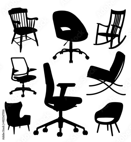 relaxing and business chairs silhouette