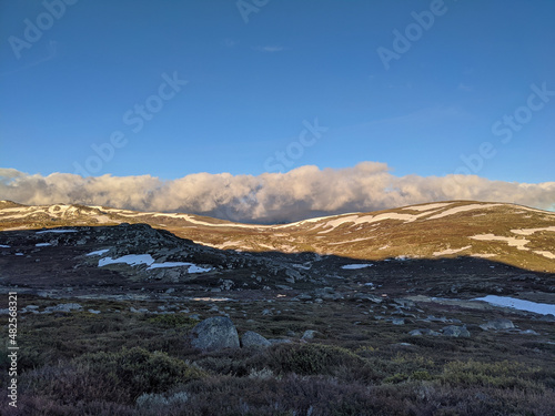 clouds and water in alpine area