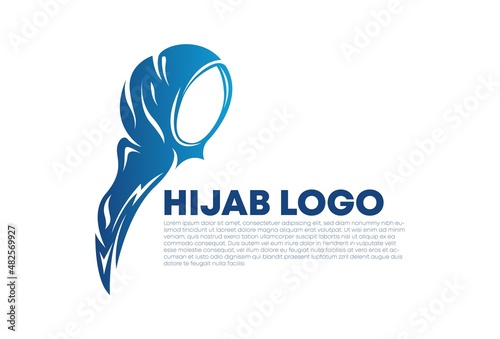 Muslim woman with hijab logo vector illustration design