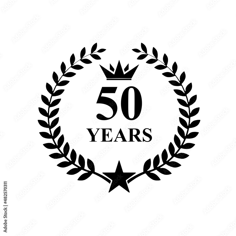 Fototapeta premium 50 years old , anniversary icon logo , illustration isolated, The crown