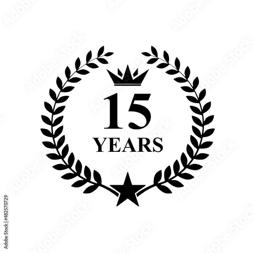 15 years old , anniversary icon logo , illustration isolated, The crown 