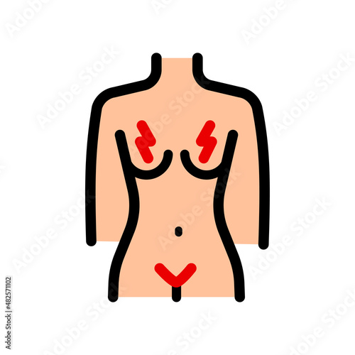 Menstrual Cramps and Sensitive Breast outline icon