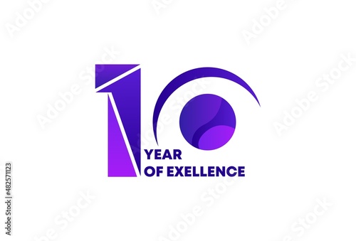 10 Year of Excellence Vector Template Design Illustration