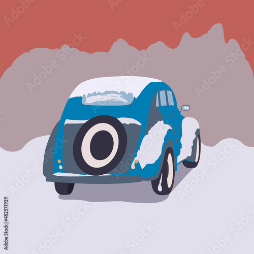 Old car with spare tire