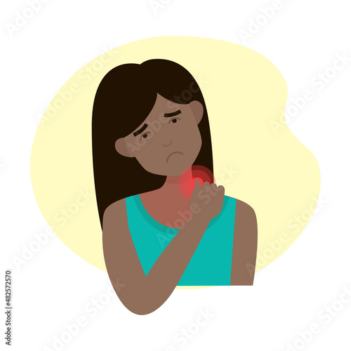 Black woman with neck pain, tech neck syndrome