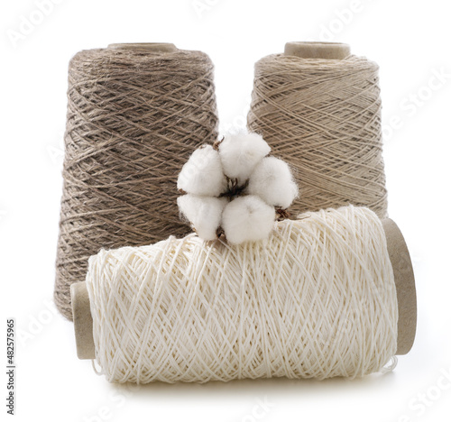Bobbins of yarn with cotton flower