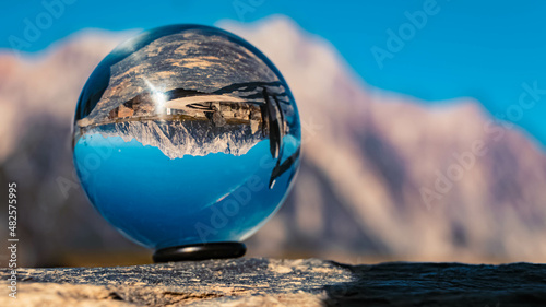 Canvas Print Crystal ball alpine summer landscape shot at the famous Asitz summit, Leogang, S