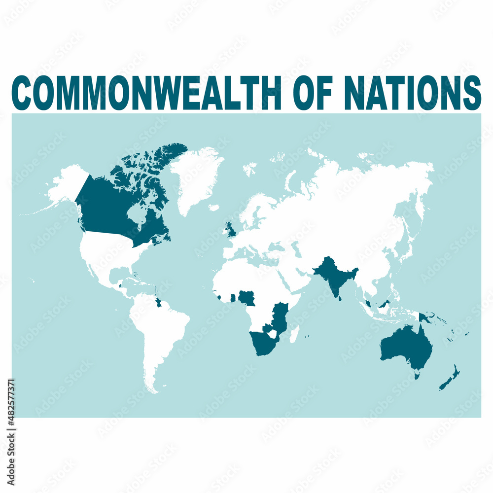 Naklejka premium vector map with location of the Commonwealth of Nations for your project
