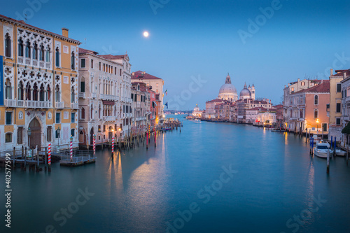Santa Maria della Salute church and Canal Grande at the blue hour, Venice, Italy © Michele
