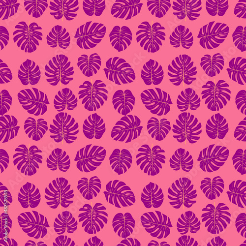 A set of seamless backgrounds with monstera leaves, vector grafic.