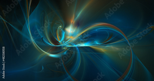 Obraz na płótnie Abstract colorful  glowing blue and yellow fractal shapes