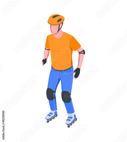 Rollerskating Isometric Icon