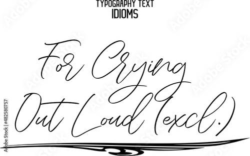 For Crying Out Loud (excl.) Elegant Phrase Cursive Typographic Text idiom photo