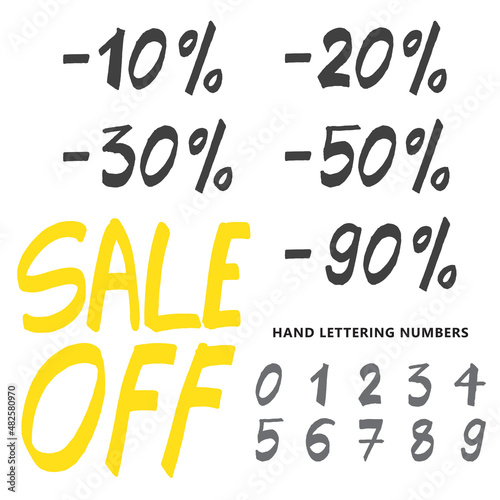 Set of numbers for sale, hand lettering sale numbers, customized hand-lettering set with numbers.