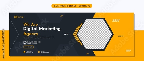 Business conference banner template design for webinar, marketing, online class program, etc