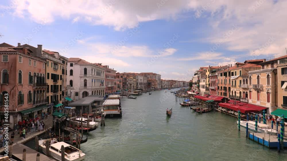 Venice, Italy - September 17, 2021: View of Grand Canal from Rialto bridge. Venice, Italy - September 17, 2021: View of Grand Canal from Rialto bridge.