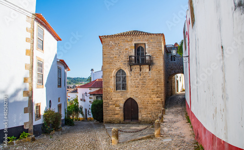 Obidos, Portugal, panoramic view of the old town with church towers in the municipality of Santa Maria, São Pedro e Sobral da Lagoa, Eastern Region photo