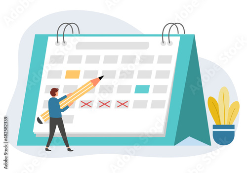 Planning schedule concept vector illustration. Time management. Check schedule and appointment in calendar.