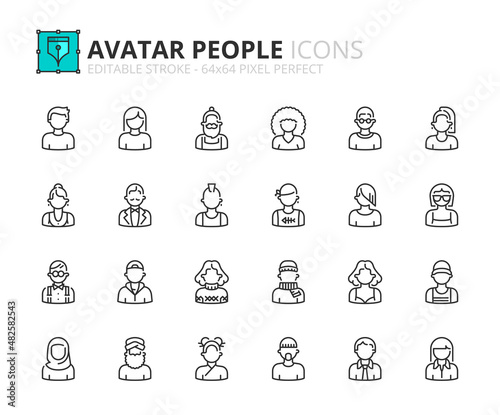 Simple set of outline icons about avatar  people.