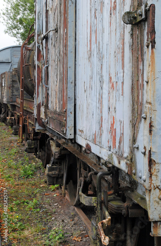 Line of Old Weathered Railway Wagons 