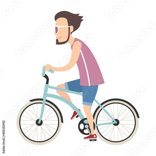 Fototapeta Naklejka Na Ścianę i Meble -  Hipster young man on bike