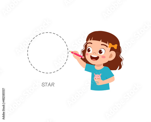 cute little girl study to draw a circle