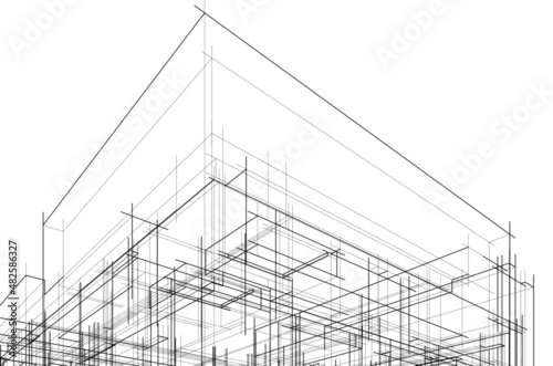 abstract architectural sketch on white background