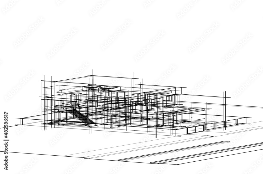 architectural sketch of a house