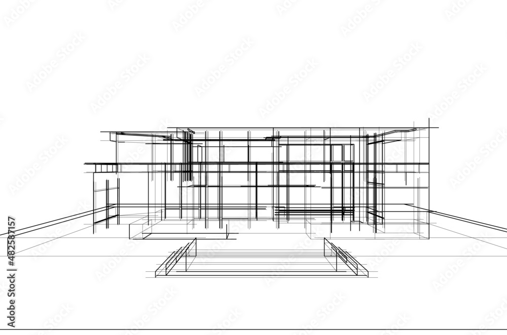 sketch of building on white background sketch of building on white background