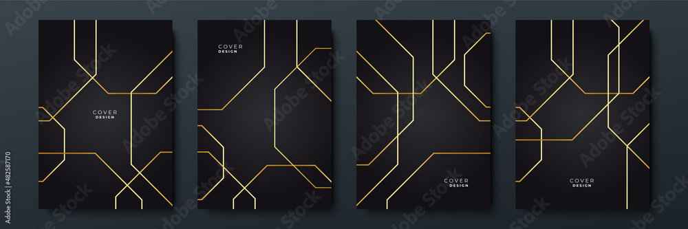 Fototapeta premium Abstract black and gold luxury cover template banner background
