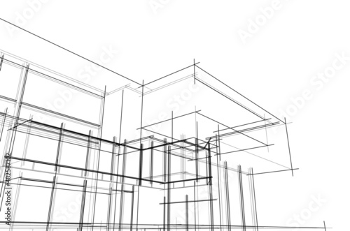 sketch of building on white background