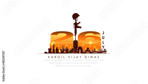 illustration of abstract concept for Kargil Vijay Diwas, banner or poster.26 JULY