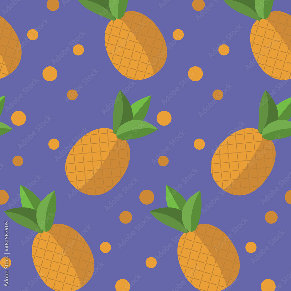 Seamless pineapple pattern on a very pery color background. Seamless pineapple pattern on a very pery color background.