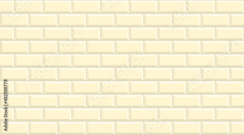 Subway tile background. Beige brick wall pattern for kitchen and bathroom. Vector illustration.