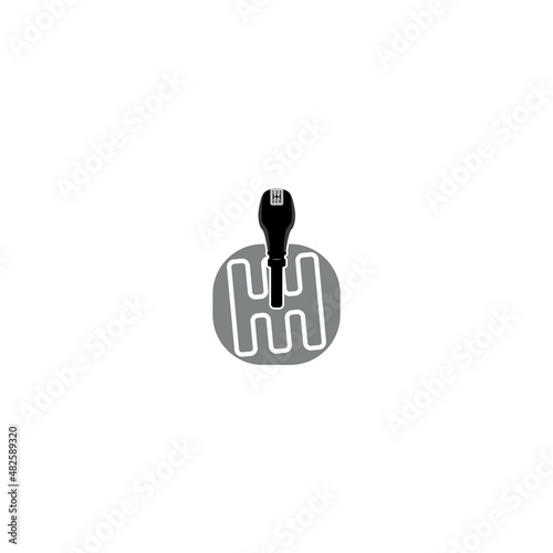 Gear box icon, stick shift template vector illustration