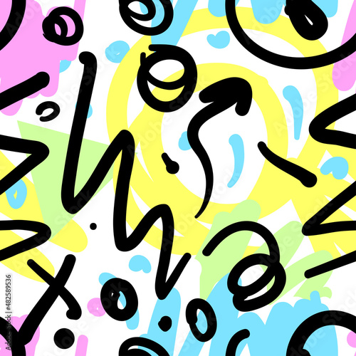 Retro 80s or 90s fashion style abstract seamless pattern background. Memphis ...